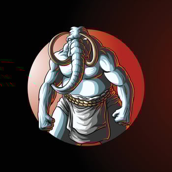 strong mammoth elephant in circle isolated on dark vector