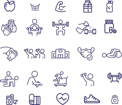 Fitness line  Icons  Set vector design