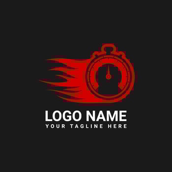 Quick Time Logo Design Template With Timer Icon vector