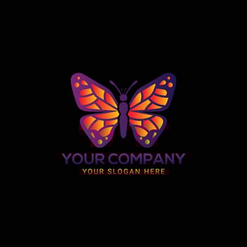 Creative realistic colorful butterfly logo design vector