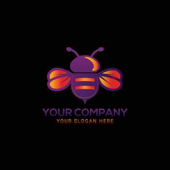 Creative realistic colorful bee logo vector