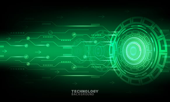 vector background abstract technology communication concept. Cyber circle laser figure on abstract background . Green color