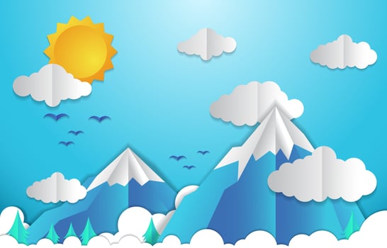 Mountain Blue Sky Papercut Background vector