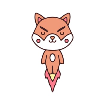Cute shiba inu fly to the moon mascot character. Illustration for sticker and t shirt. vector