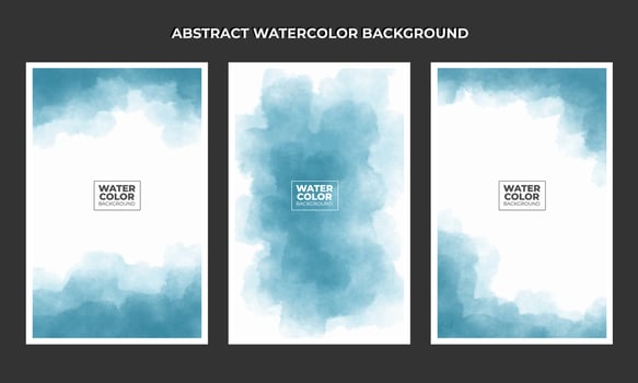 Set of abstract watercolor light blue background vector