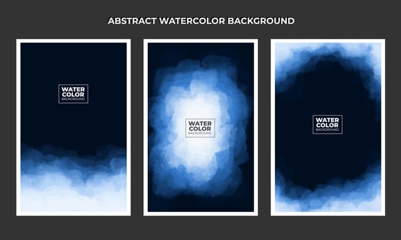 Set of abstract watercolor dark blue smokebackground vector