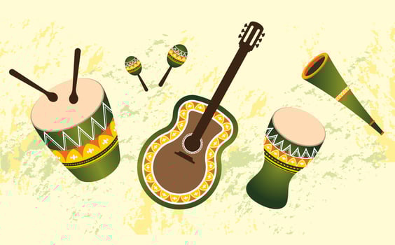 Brazilian carnival musical instrument elements. music party event element design vector