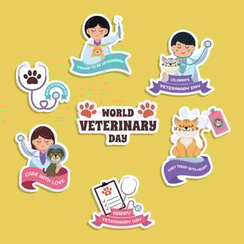 World Veterinary Day Sticker Collection vector