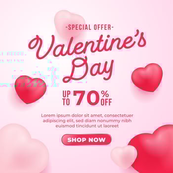 Sale discount social media post for Valentines Day. vector
