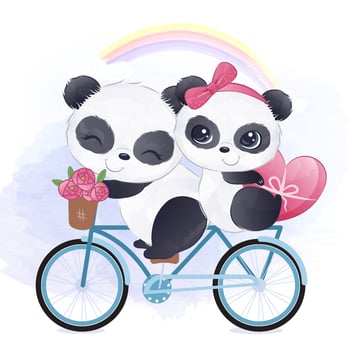 Panda In Watercolor Illustration vector
