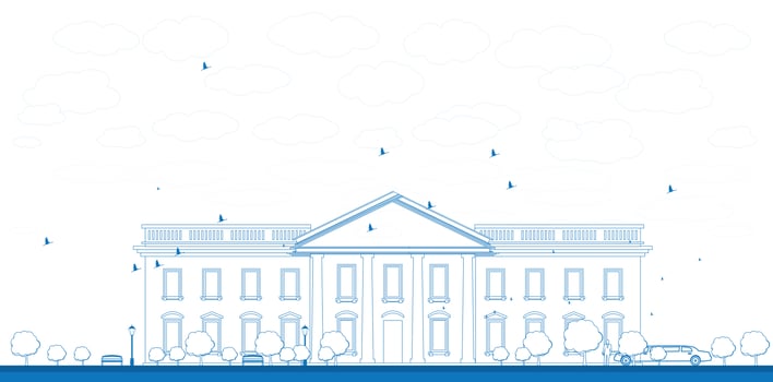 Outline White House Washington DC. vector