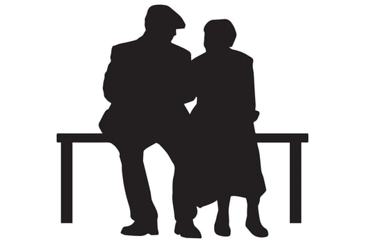 Vector silhouettes of old man and a old woman