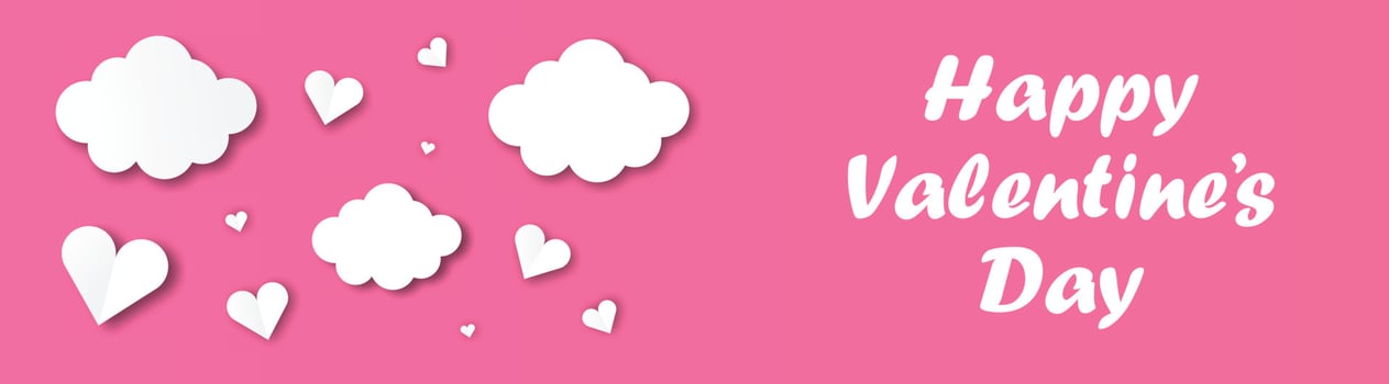 Happy Valentine's Day Horizontal Banner with White Love and Cloud vector