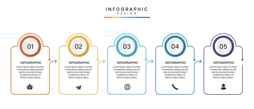 Steps business data visualization timeline process infographic template design with icons vector