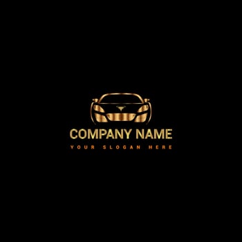 3d golden car logo vector-sport-car-front-label vector