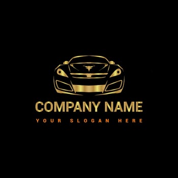 Luxury golden car logo vector sport car front label