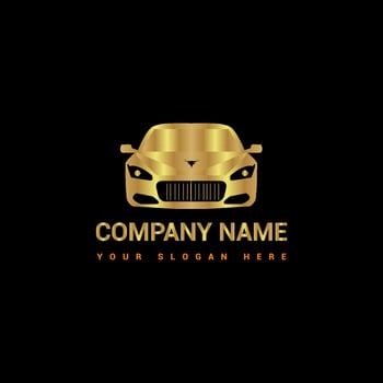 Luxury golden car logo vector sport car front label