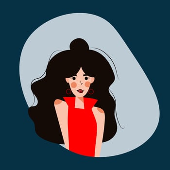 Black haired girl with red dress vector