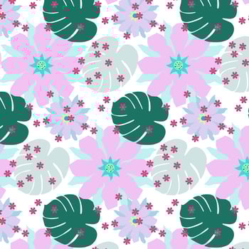 flower and leaves single pattern vector