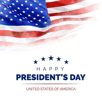 Happy Presidents Day in USA celebrate design with waving United States of America national flag. Vector illustration.