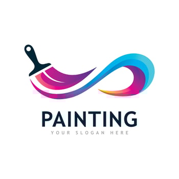 Paint logo full color luxury design style. Creative Brush concept vector