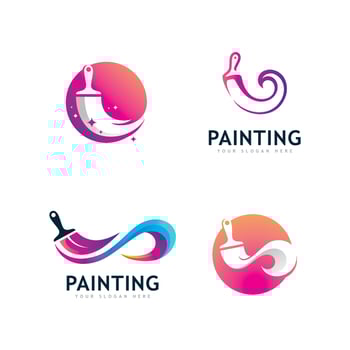 Paint logo full color luxury design style. Creative Brush concept vector