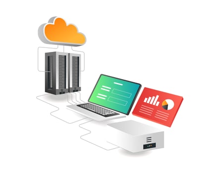 Isometric illustration concept. Server data analysis network vector