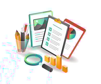 Isometric illustration concept. Creative analytical paper work plan vector