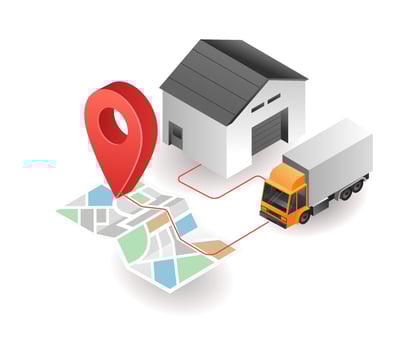 Isometric illustration concept. Delivering goods from warehouse to consumer vector