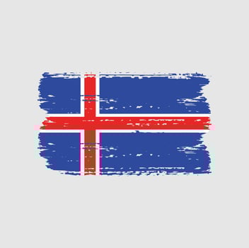 Flag of Iceland with brush style vector