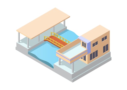 isometric modern house vector