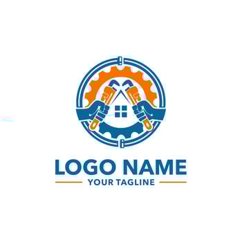 plumbing repair home logo template vector