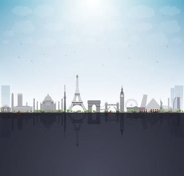World famous monuments. vector