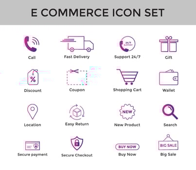 Set of e commerce line icon  online shopping icon set editable Stroke vector