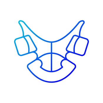 Dental retainer gradient linear vector icon. Realigning teeth device. Orthodontic treatment. Removable appliance. Thin line color symbol. Modern style pictogram. Vector isolated outline drawing