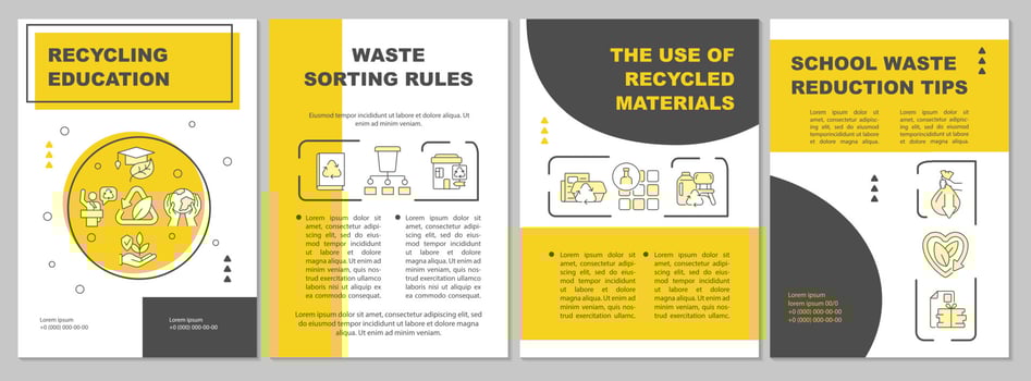 Ecological education brochure template. Environmental problems. Flyer, booklet, leaflet print, cover design with linear icons. Vector layouts for presentation, annual reports, advertisement pages