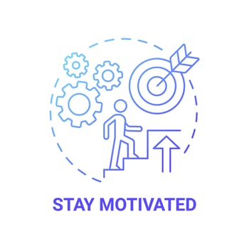 Stay motivated blue gradient concept icon. Starting social entrepreneurship abstract idea thin line illustration. Inspiration, optimism. Accomplish goals. Vector isolated outline color drawing
