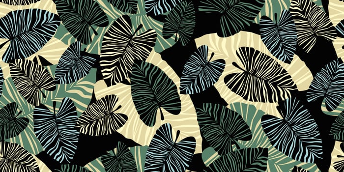 Trendy tropical palm leaves seamless pattern. Jungle leaf seamless wallpaper. Exotic botanical texture. vector