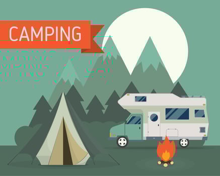 Mountain Park Camping with RV Traveler Truck vector