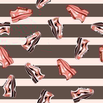 Sneakers seamless pattern. Background of clothing. vector