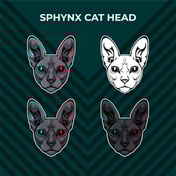 Sphynx cat head vector collection