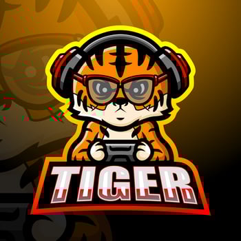 Tiger game player mascot esport logo design vector