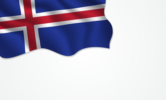 Iceland flag waving illustration with copy space on isolated background vector