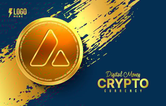 Avalanche AVAX crypto currency background, Digital money exchange of Blockchain technology, Cryptocurrency mining and financial vector