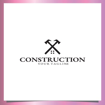 Flat black Construction logo premium elegant template vector eps 10