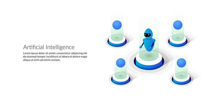Isometric futuristic artificial intelligence concept background vector