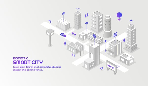 Modern technology sevice with the connected smart city background vector