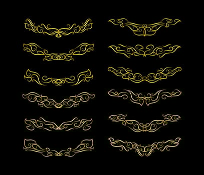 Gold Borders Elements Set Collection, ornament Vector