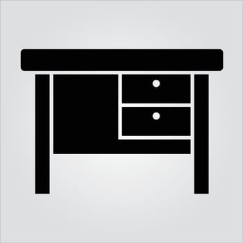 Isolated Glyph Study Desk Icon Scalable Vector Graphic
