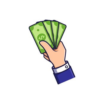 hand holding money vector illustration